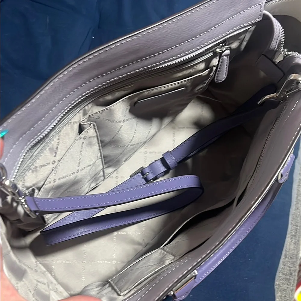 Michael Kors Purple and Cream Satchel - Picture 5 of 8